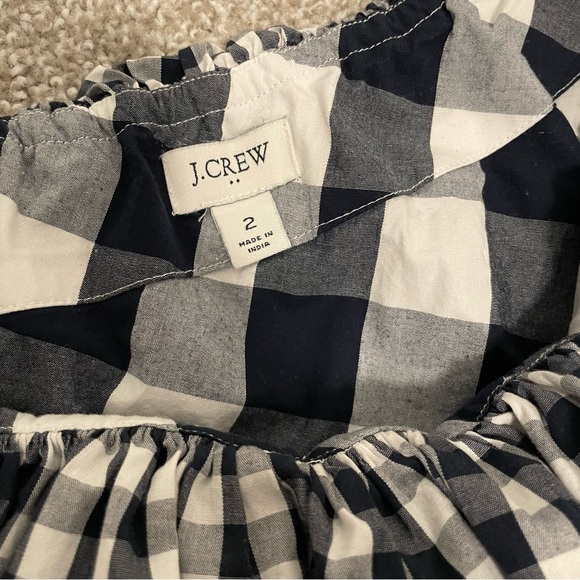 J. Crew Gingham Cotton One-Shoulder Ruffle Top in size 2 - Picture 3 of 3